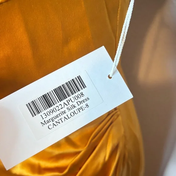 Reformation Marguerite Cantaloupe 100% Silk Dress Size 8 - Picture 4 of 13